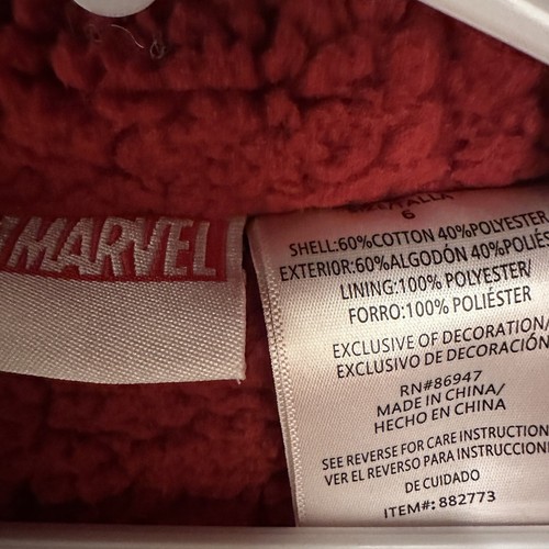 Marvel Spider-Man Boys Black Plush Hoodie Jacket Zip-Up Size 6 - Picture 2 of 8