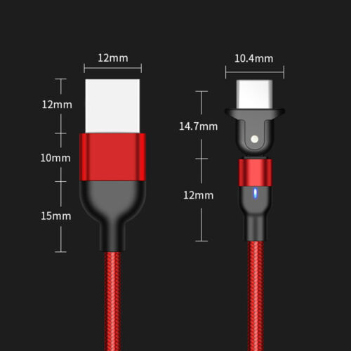 180° Rotate Phone Charger Cable Phone Fast Charging For iOS Type C Micro USB - Picture 3 of 16