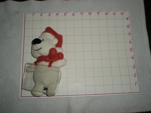 CHRISTMAS BEAR Gift Card Holder plush 7 1/2" white w/ Santa hat - Picture 5 of 5