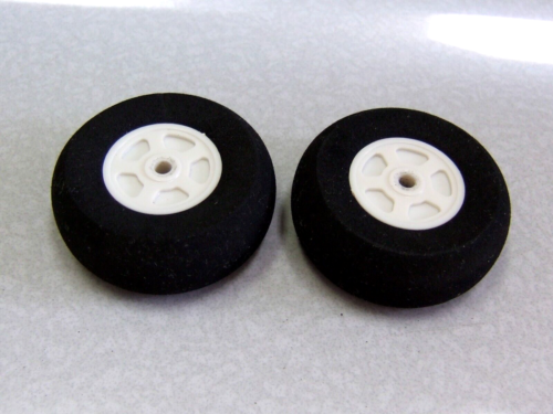PAIR 2-1/4" SUPER LITE FOAM SMOOTH ROUNDED TIRES & WHEELS RC AIRPLANE - 第 1/2 張圖片
