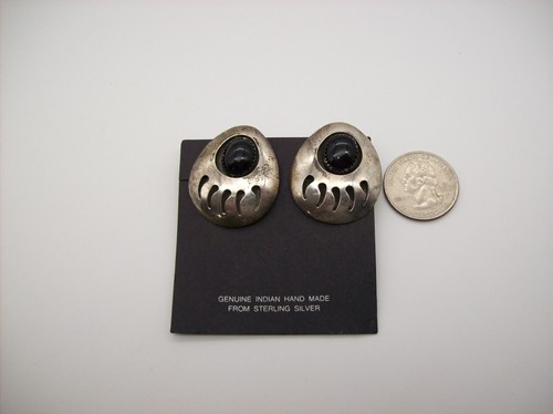 Orecchini Artiglio Orso Onice Nera Argento Sterling 925 Southwest Navajo, Shadowbox - Foto 16 di 19