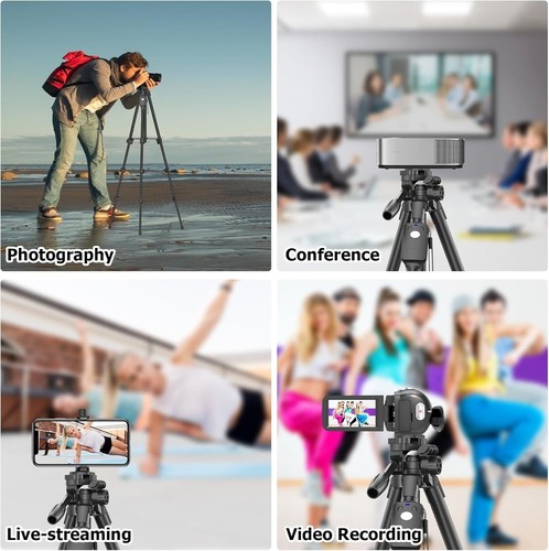 Treppiede Treppiedi Professionali per Fotocamera con Piastra a Sgancio Rapido, Treppiede 60" per Came - Foto 6 di 7