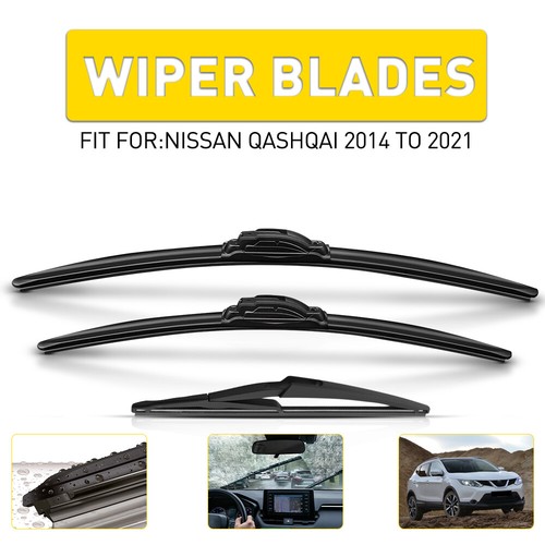 Set of 3 For Nissan Qashqai 2014 to 2021 Front & Rear Windscreen Wiper Blade UK - Picture 14 of 20