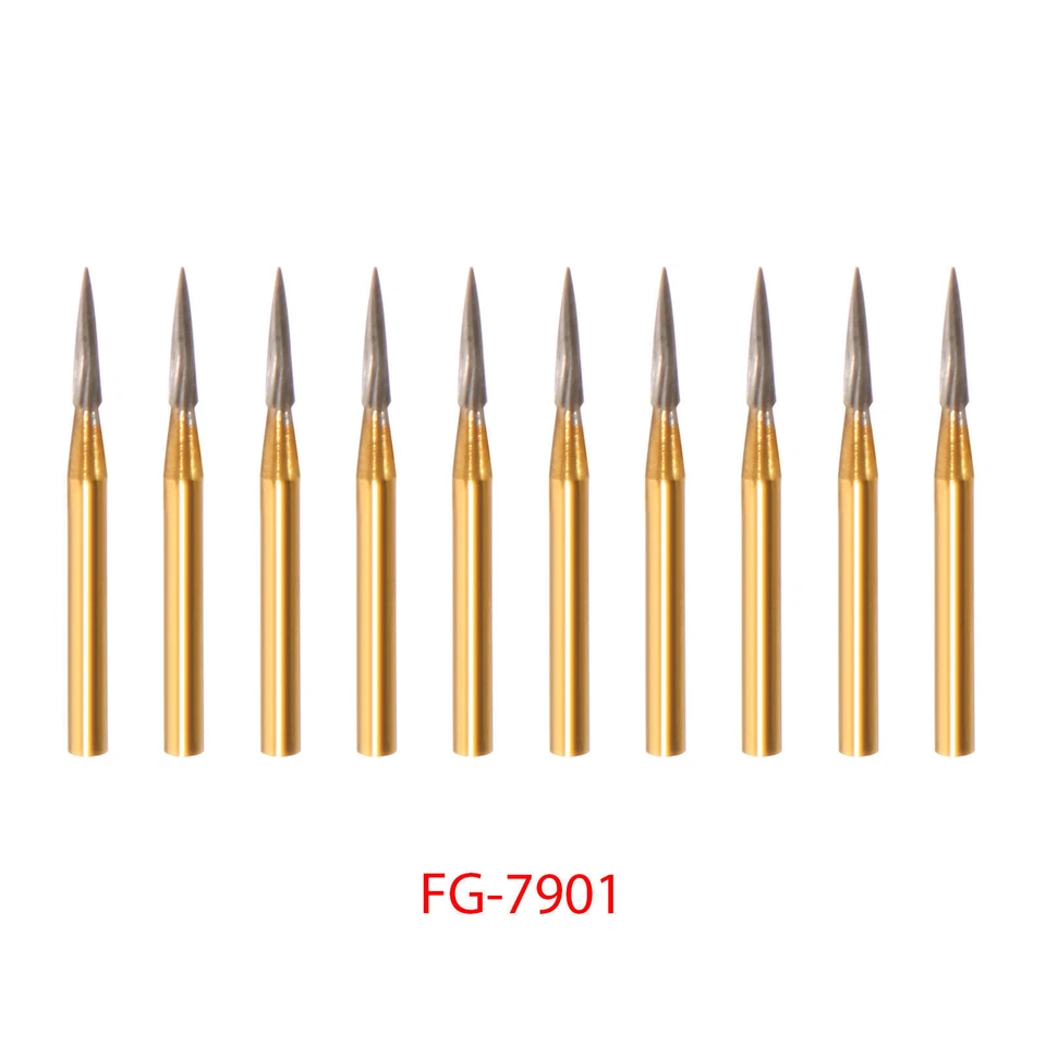 Dental Tungsten Carbide Gold Burs Trimming & Finishing & Polishing Flame FG 7901 - Image 3 of 4