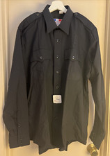 Flying Cross Shirt Mens L 16.5 36/37 Navy Uniform Button Up Long Sleeve NEW NWT