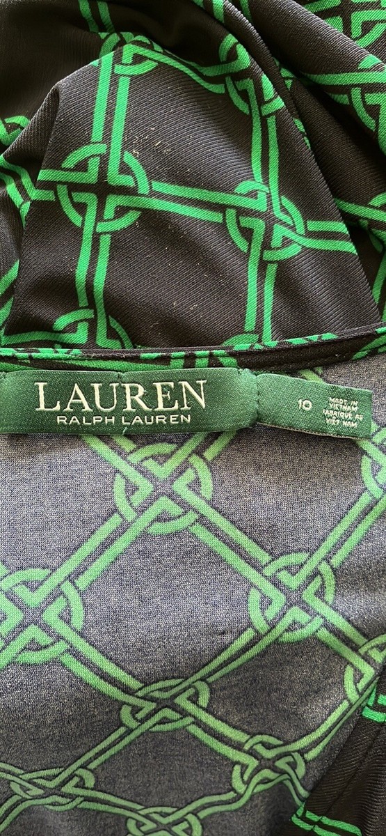 Lauren Ralph Lauren Dress Size 10 Black Green Design Faux Lauren Ralph Lauren Dress Size 10 Black Green Design Faux