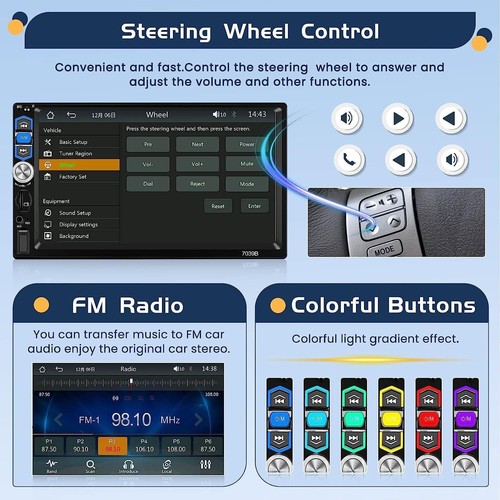 Autoradio Bluetooth Estéreo Coche Pantalla Táctil Con Apple Carplay Android Auto - Imagen 5 de 7