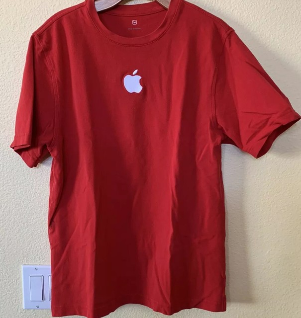 APPLE Store Red Embroidered Short Sleeve T Shirt Employee Staff Size