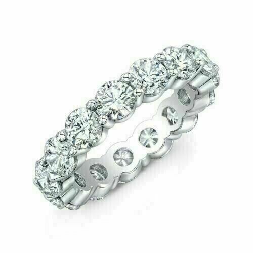 3Ct Round Cut Lab-Created Diamond Eternity Wedding Band 14K White Gold Plated - Picture 3 of 3
