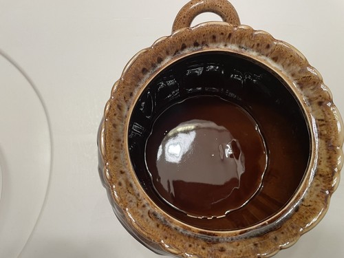 Vintage Brown Glaze Pottery Soup bean pot crock With handles - Picture 8 of 11