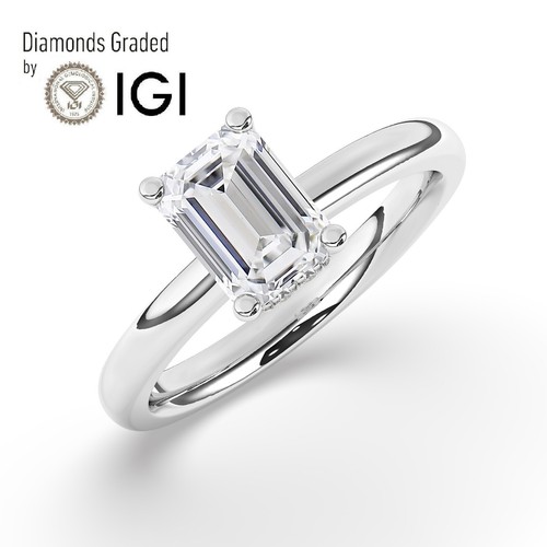 Emerald Solitaire versteckter Halo 950 Platin Verlobungsring, 2 kt, im Labor angebauter IGI