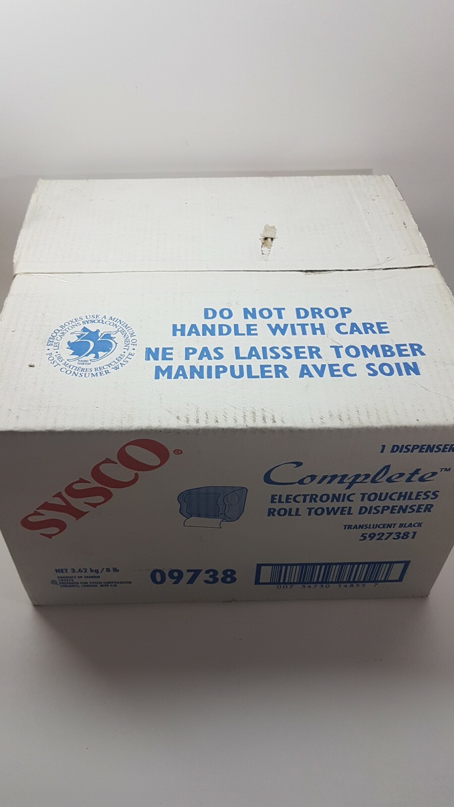 Sysco Complete Electronic Touchless Roll Towel Dispenser Translucent