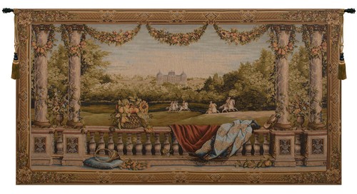 Chateau Bellevue Französisches Schloss Terrasse Landschaft Webteppich Wandbehang - Bild 1 von 5
