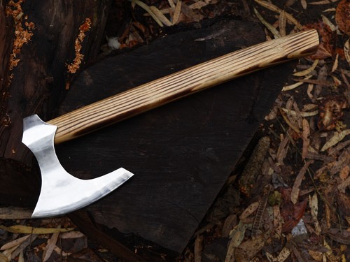 EDC Ascia Viking Mano Lama Acciaio al Carbonio L Ascia Tomahawk con Fodero in Pelle BL-4023 - Foto 8 di 19