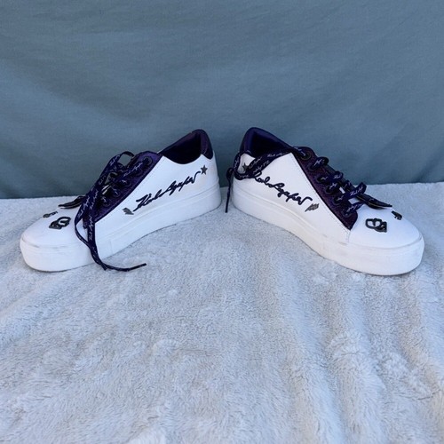 EUC Karl Lagerfeld Paris White CATE ROCKER LACE UP SNEAKERS womens size 7 - Picture 2 of 11