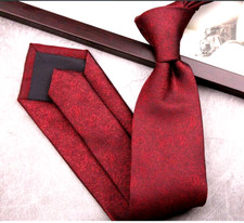 New Classic Floral Solid Red JACQUARD WOVEN 100 Silk Men's Necktie Tie