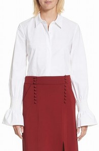 Sleeve Button Up Women's Cotton 846950281010 295 New c A Size White l 001 Bell 10 Blouse xqzvpF8
