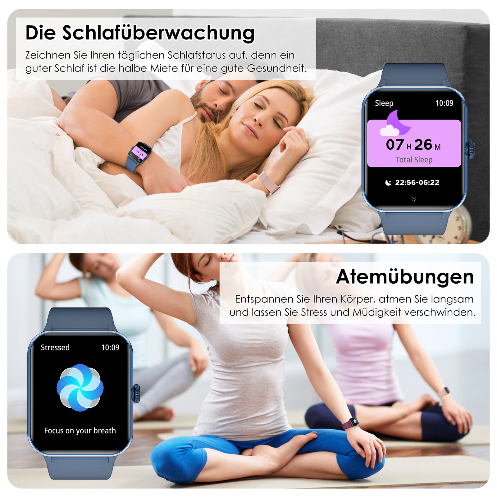 Smartwatch mit Telefonfunktion SportuhrFitnessuhr mit Herzfrequenz Schlafmonitor