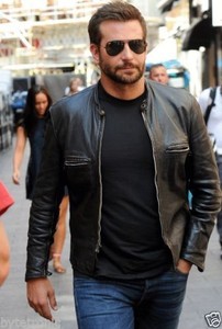 Men-039-s-Bradley-Cooper-Black-Cafe-Racer-Biker-Sheepskin-leather-Jackets-All-Sizes