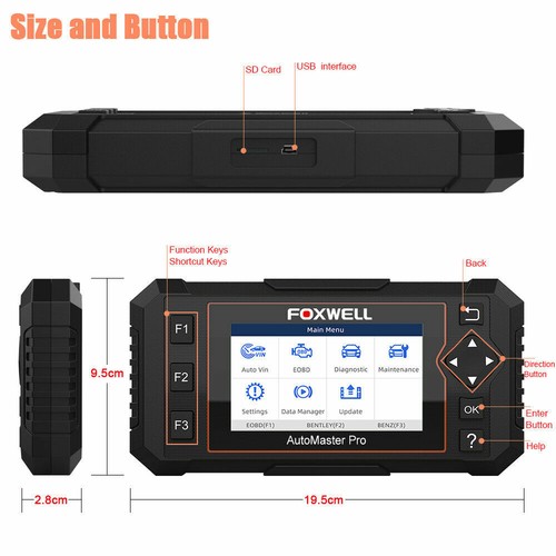 FOXWELL NT614 Elite OBD2 Escáner Aceite EPB Restablecimiento ABS SRS Motor Herramienta de Diagnóstico EE. UU. - Imagen 11 de 12