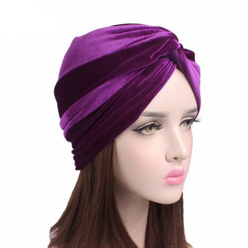 Indain Women Velvet Twist Knot Hijab Hat Muslim Headscarf Turban Cap Hair Loss - Picture 14 of 25