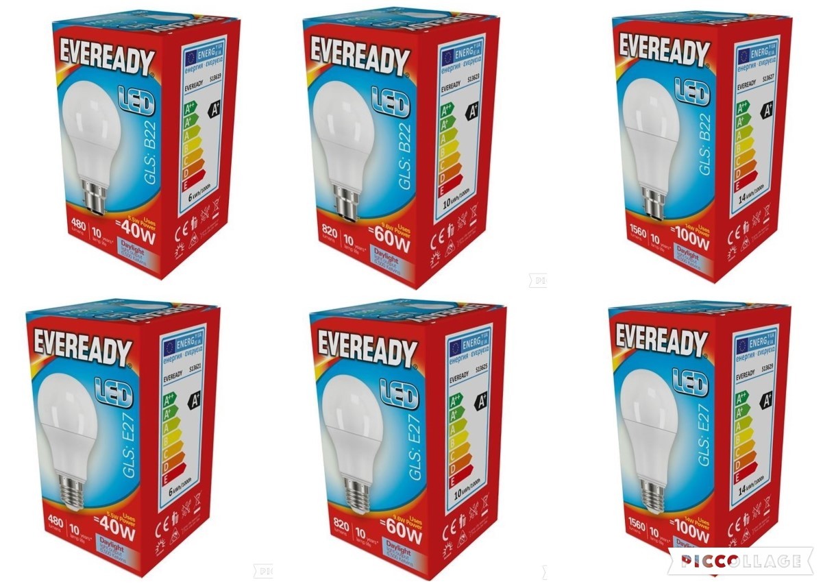 Eveready LED GLS Candle Golf GU10 Bulb BC B22 ES E27 SES E14 Warm White