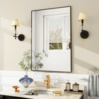Wall Mirror 20" X 28" Rectangular Bathroom Mirror with Metal Frame, Hangs Horizo