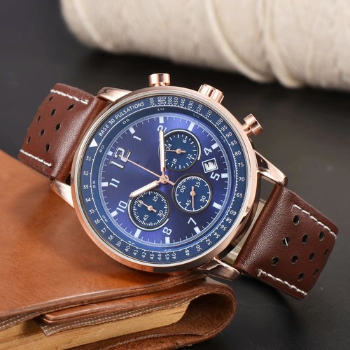 Six-pin multifunctional belt casual chronograph quartz watch men - Picture 8 of 16