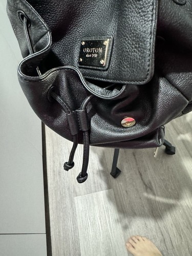 Black Leather Oroton Backpack. Medium Size. - Picture 5 of 5