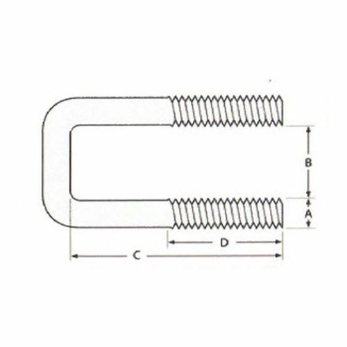 Square Bolt (C Bolt) M10 x 30 mm Thread, 101 x 80 mm Internal Dimensions - T316 - Picture 2 of 2