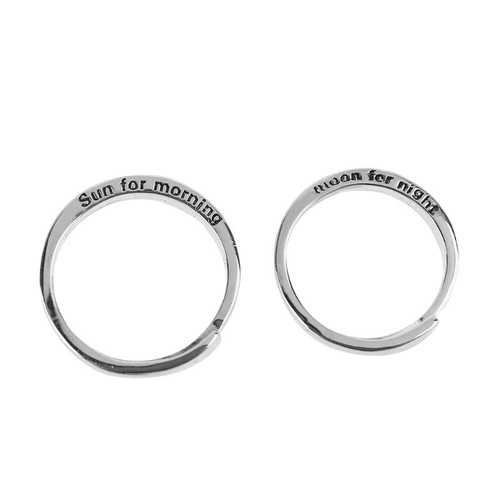 2Pcs Sun and Moon Lover Couple Rings Set Promise Wedding Bands for Him and Her - Picture 4 of 14