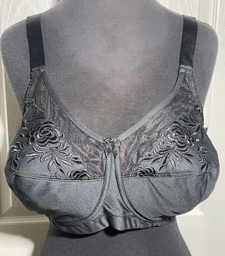 Elila Soft Cup Embroidered Bra Size 54C  Black NWT Style 1301 Beautiful Bra - Picture 1 of 4