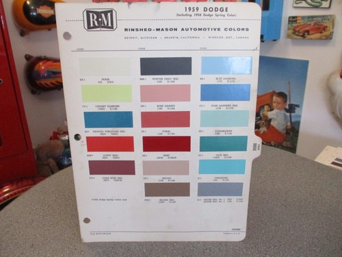 PAINT COLOUR REFERENCE 1959 DODGE & SPRING COLORS AUTOMOTIVE  PAINT CHIPS SAMPLE - Bild 1 von 3