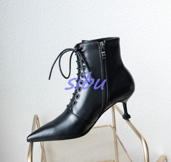 Para Mujeres Cremallera Lateral Puntera en Punta Zapatos Cuero Con Cordones botas al Tobillo Tacones de aguja formal Para Mujeres Cremallera Lateral Lateral Lateral Puntera en Punta Zapatos Cuero Con Cordones botas al Tobillo Tacones de aguja formal ahorra hasta un 30-50% de descuento