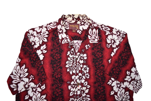 Aloha Moi Hawaiian Shirt Mens XL Red Floral Hibiscus Beach 100% Cotton USA - Picture 3 of 8