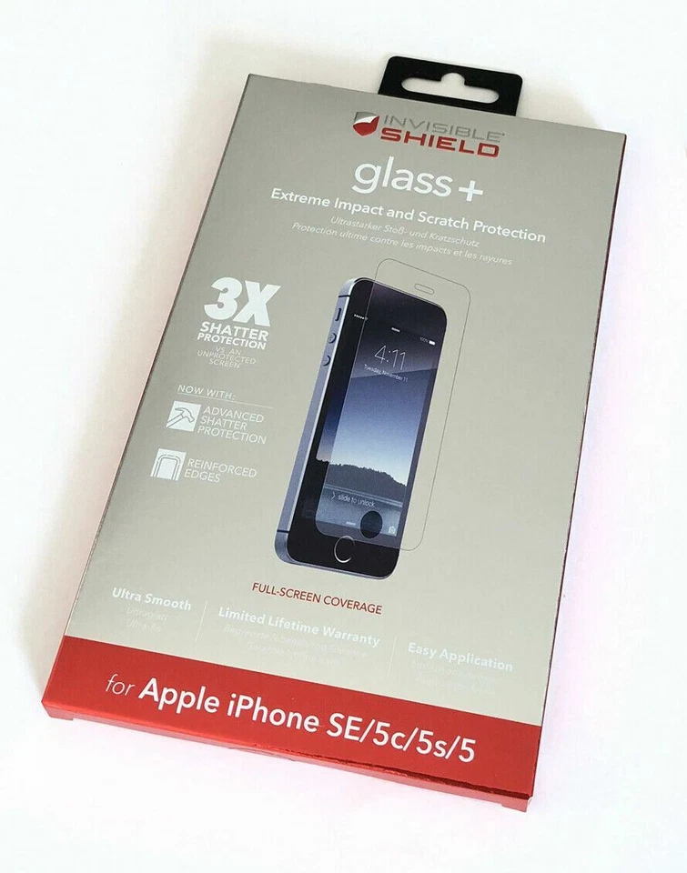 Zagg iPhone SE/5/5c/5s InvisibleShield Tempered Glass Screen Protector Clear - Image 2 of 4