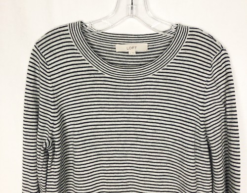 Ann Taylor LOFT gestreifter Pullover Damen Größe M grau schwarz leichter Pullover - Bild 5 von 8