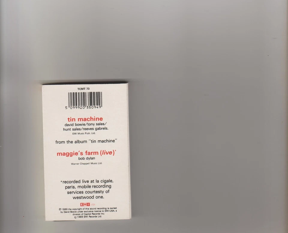 David Bowie's Tin Machine- Maggie's Farm UK cassette single 1989 - Image 2 of 2