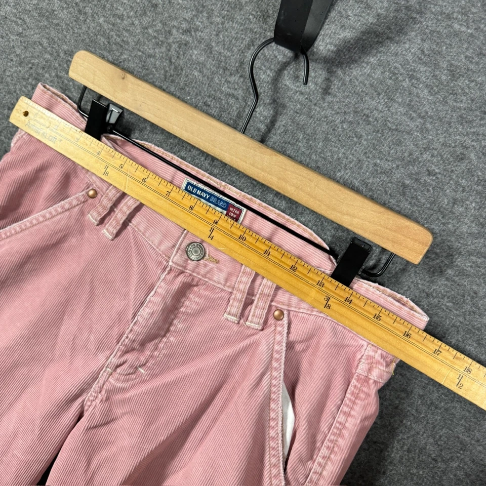 Pantalones acampanados de pana azul marino antiguos para mujer talla 6 rosa cintura ultra baja informales Foto 4 de 4