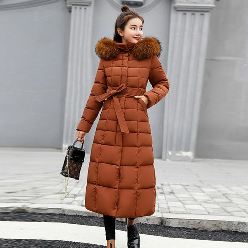Cappotto Parka Donna Inverno Lungo Cotone Pelliccia Calda Collare Giacca Con Cappuccio Outwear - Foto 13 di 18