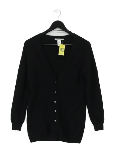 Kenneth Cole Damen Strickjacke XS schwarz Baumwolle mit Acryl V-Ausschnitt Cardigan