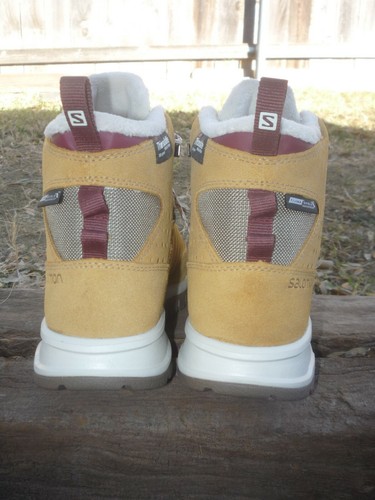 Women's 10 B M Salomon Tan Leather Lace Up 200 Gram Waterproof Boots 145464 - Picture 6 of 12