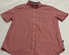Nautica Men's M Button Down Shirt Classic Fit Stretch SS Solid Redish Pink Ex Co