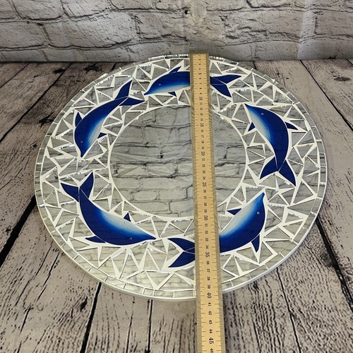 Blue Dolphin Mosaic Tile Wall Mirror 40cm x 40cm 16 Inches Handmade New - Picture 5 of 7