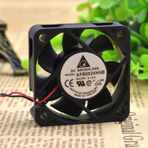 1PC New Delta AFB0524HHB 24V 0.17A 5015 5CM 2-wire Double Ball Inverter Fan - Picture 3 of 5