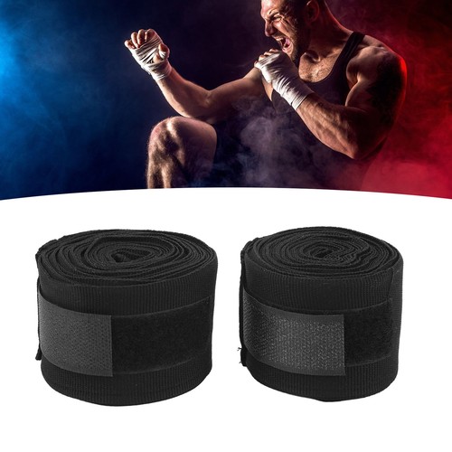 (Black)2pcs Boxing Handwraps Cotton 5m Quick Drying Semi Elastic MU - Picture 11 of 24