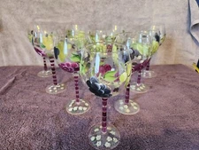 Home Essential Hand Painted Wine Glass Set Of 10 Beyond Grapes 8.5" Tall