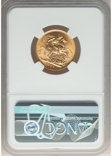 Australia 1880 Melbourne St George Reverse Sovereign NGC MS64+ Single Finest - Picture 2 of 4