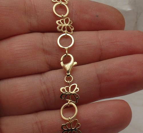 8" Technibond Butterfly Kisses Link Bracelet 14K Yellow Gold Plated Silver - Picture 4 of 4