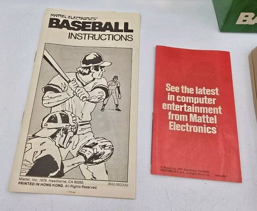 Vintage 1978 Mattel Electronics Baseball Game - Mint Console Box Instructions - Picture 2 of 13